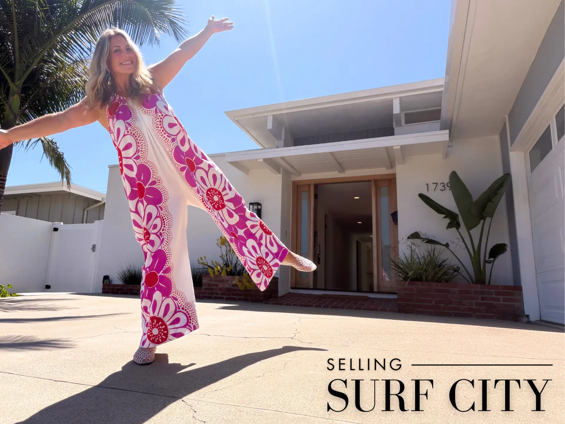 Meghan Koshar in front of a Huntington Beach home